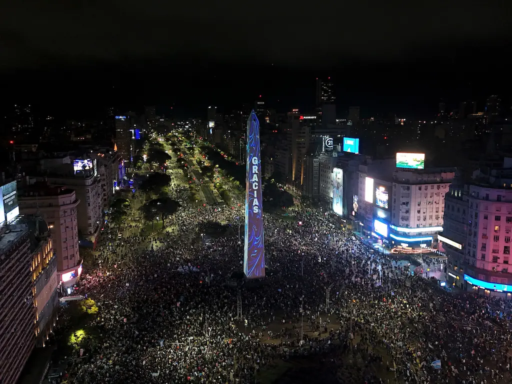 Celebración argentina obelisco mundial 2026